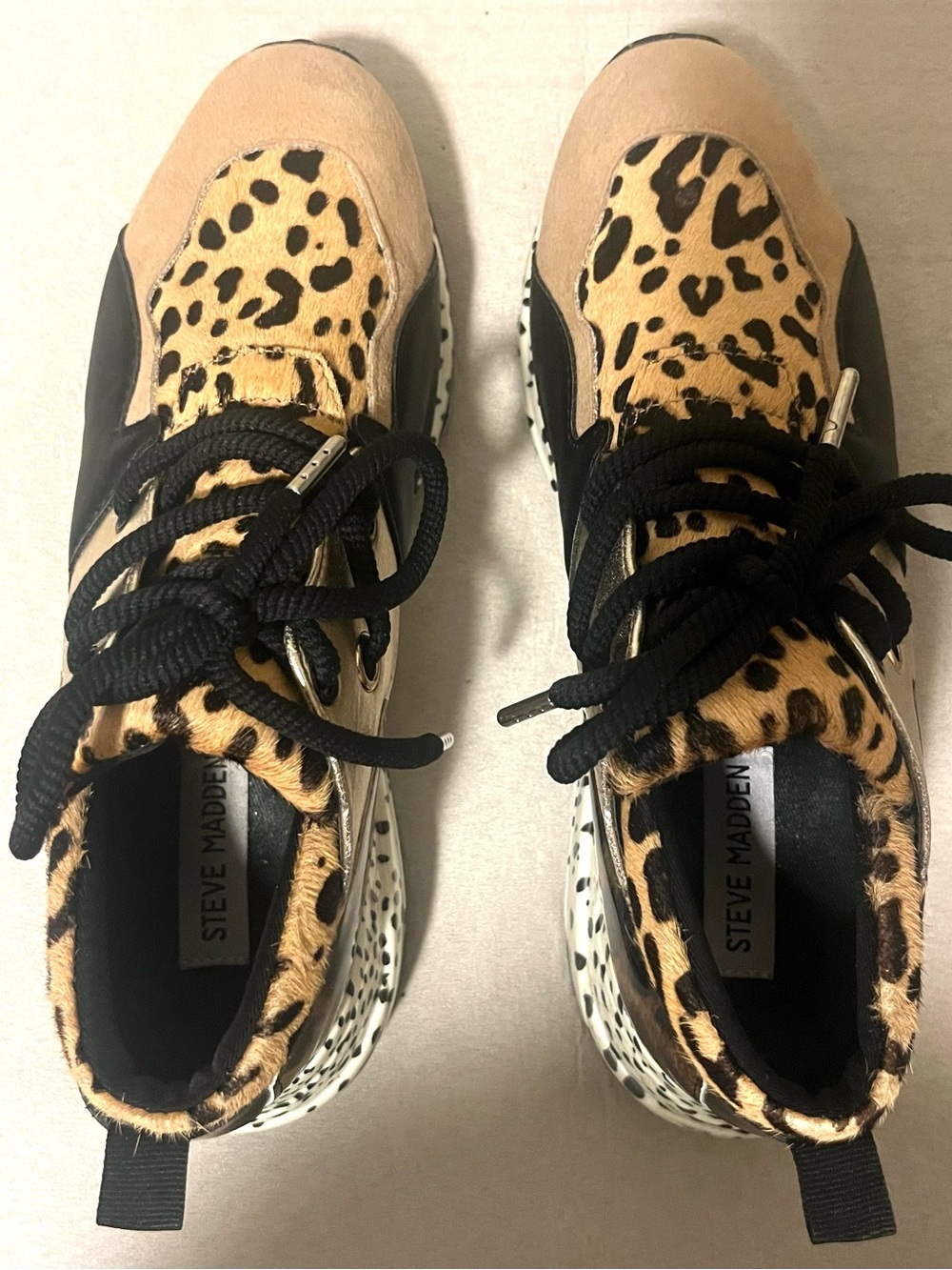 Steve Madden Cliff Multicolor Animal Print Suede Fashion Sneakers Size 8.5 - Picture 15 of 16
